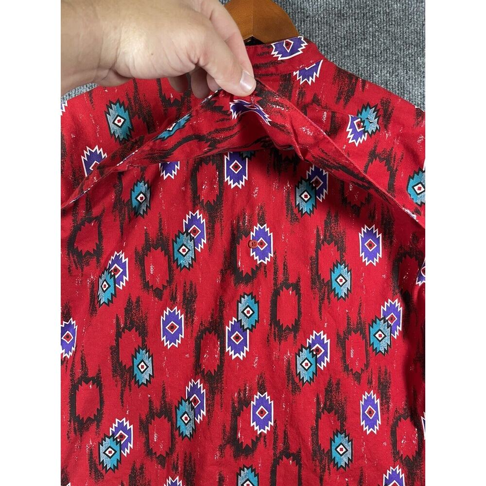 Vintage Wrangler Button Up Extra Long Tail Shirt Men's 17.5-36 Red Cowboy - Picture 13 of 14